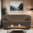 Sofá Curvo 2 Lugares Orgânico Sala Recepção Escritório Decorativo Luxo Panamá 140cm Suede Marrom