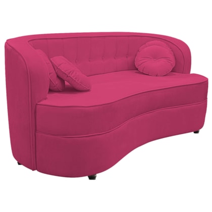 Sofá Curvo 2 Lugares Orgânico Sala Recepção Escritório Decorativo Luxo Panamá 140cm Suede Pink