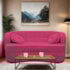 Sofá Curvo 2 Lugares Orgânico Sala Recepção Escritório Decorativo Luxo Panamá 140cm Suede Pink