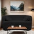 Sofá Curvo 2 Lugares Orgânico Sala Recepção Escritório Decorativo Luxo Panamá 140cm Suede Preto