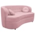 Sofá Curvo 2 Lugares Orgânico Sala Recepção Escritório Decorativo Luxo Panamá 140cm Suede Rosa Bebe