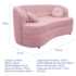 Sofá Curvo 2 Lugares Orgânico Sala Recepção Escritório Decorativo Luxo Panamá 140cm Suede Rosa Bebe