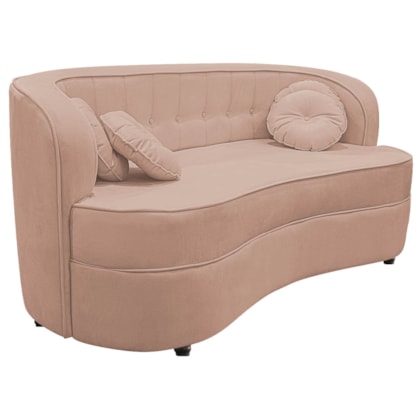 Sofá Curvo 2 Lugares Orgânico Sala Recepção Escritório Decorativo Luxo Panamá 140cm Suede Rose