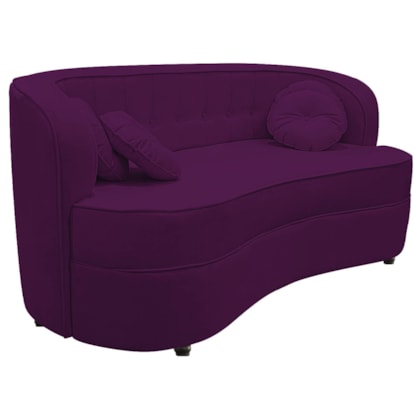 Sofá Curvo 2 Lugares Orgânico Sala Recepção Escritório Decorativo Luxo Panamá 140cm Suede Roxo