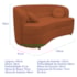Sofá Curvo 2 Lugares Orgânico Sala Recepção Escritório Decorativo Luxo Panamá 140cm Suede Terracota