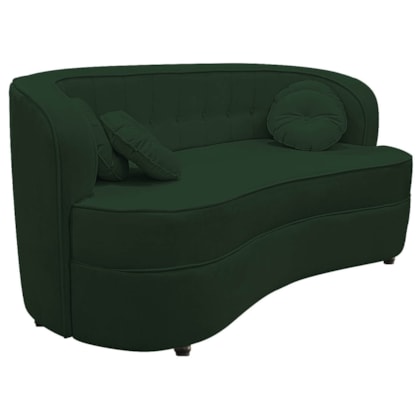 Sofá Curvo 2 Lugares Orgânico Sala Recepção Escritório Decorativo Luxo Panamá 140cm Suede Verde