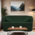 Sofá Curvo 2 Lugares Orgânico Sala Recepção Escritório Decorativo Luxo Panamá 140cm Suede Verde