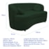 Sofá Curvo 2 Lugares Orgânico Sala Recepção Escritório Decorativo Luxo Panamá 140cm Suede Verde