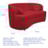 Sofá Curvo 2 Lugares Orgânico Sala Recepção Escritório Decorativo Luxo Panamá 140cm Suede Vermelho