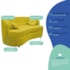 Sofá Curvo 2 Lugares Orgânico Sala Recepção Escritório Decorativo Luxo Panamá 160cm Suede Amarelo