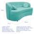 Sofá Curvo 2 Lugares Orgânico Sala Recepção Escritório Decorativo Luxo Panamá 160cm Suede Azul Tiffany