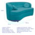 Sofá Curvo 2 Lugares Orgânico Sala Recepção Escritório Decorativo Luxo Panamá 160cm Suede Azul Turquesa