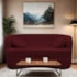 Sofá Curvo 2 Lugares Orgânico Sala Recepção Escritório Decorativo Luxo Panamá 160cm Suede Bordo