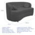 Sofá Curvo 2 Lugares Orgânico Sala Recepção Escritório Decorativo Luxo Panamá 160cm Suede Cinza
