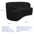 Sofá Curvo 2 Lugares Orgânico Sala Recepção Escritório Decorativo Luxo Panamá 160cm Suede Preto