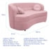 Sofá Curvo 2 Lugares Orgânico Sala Recepção Escritório Decorativo Luxo Panamá 160cm Suede Rosa Bebe