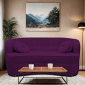 Sofá Curvo 2 Lugares Orgânico Sala Recepção Escritório Decorativo Luxo Panamá 160cm Suede Roxo