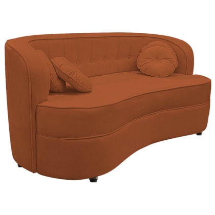 Sofá Curvo 2 Lugares Orgânico Sala Recepção Escritório Decorativo Luxo Panamá 160cm Suede Terracota