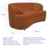 Sofá Curvo 2 Lugares Orgânico Sala Recepção Escritório Decorativo Luxo Panamá 160cm Suede Terracota