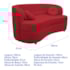 Sofá Curvo 2 Lugares Orgânico Sala Recepção Escritório Decorativo Luxo Panamá 160cm Suede Vermelho