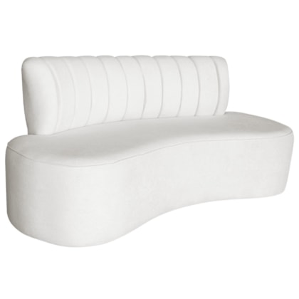 Sofá Curvo 2 Lugares Organico Sala Recepção Escritório Valência 130cm Bouclé  Branco