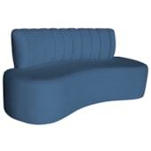 Sofá Curvo 2 Lugares Organico Sala Recepção Escritório Valência 140cm Linho Azul Royal