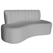 Sofá Curvo 2 Lugares Organico Sala Recepção Escritório Valência 140cm Linho Cinza Claro