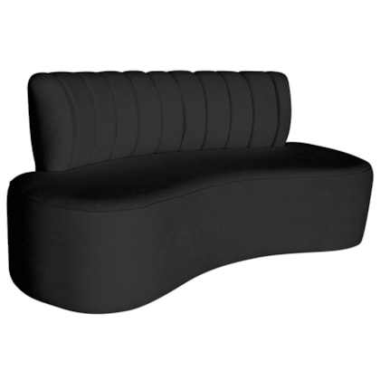 Sofá Curvo 2 Lugares Organico Sala Recepção Escritório Valência 160cm Linho Preto