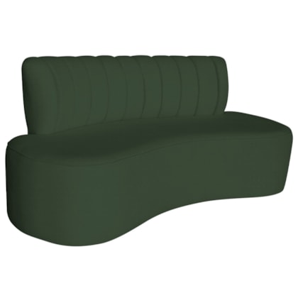 Sofá Curvo 2 Lugares Organico Sala Recepção Escritório Valência 160cm Linho Verde