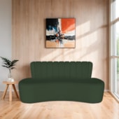Sofá Curvo 2 Lugares Organico Sala Recepção Escritório Valência 160cm Linho Verde