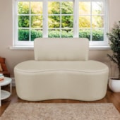 Sofá Curvo 2 Lugares Sala de Estar Recepção Escritório Amsterdã 120cm Corano Bege - Amarena Móveis