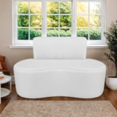 Sofá Curvo 2 Lugares Sala de Estar Recepção Escritório Amsterdã 130cm Corano Branco