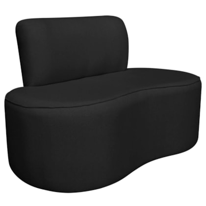 Sofá Curvo 2 Lugares Sala de Estar Recepção Escritório Amsterdã 130cm Corano Preto