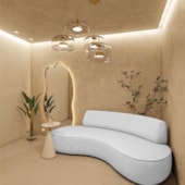Sofá Curvo 2 Lugares Sala de Estar Recepção Escritório Amsterdã 140cm Corano Branco