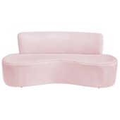 Sofá Curvo 3 Lugares Amsterdã 160cm Suede Rosa Bebê