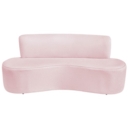 Sofá Curvo 3 Lugares Amsterdã 160cm Suede Rosa Bebê