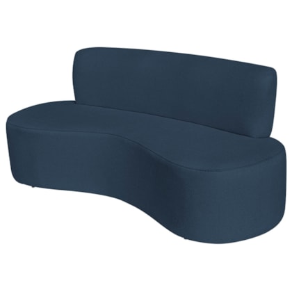Sofá Curvo 3 Lugares Amsterdã 180cm Suede Azul Marinho