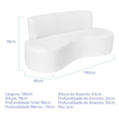 Sofá Curvo 3 Lugares Amsterdã 180cm Suede Branco