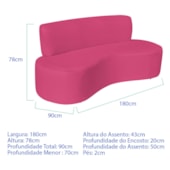 Sofá Curvo 3 Lugares Amsterdã 180cm Suede Pink