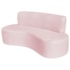 Sofá Curvo 3 Lugares Amsterdã 180cm Suede Rosa Bebê