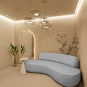 Sofá Curvo 3 Lugares Amsterdã 200cm Bouclé Cinza