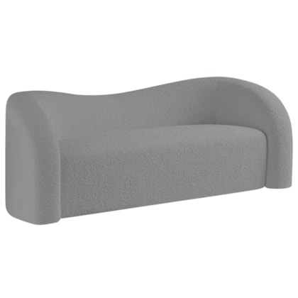 Sofá Curvo 3 Lugares Organico Sala Recepção Escritório Coréia 180cm Bouclé Cinza