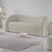 Sofá Curvo 3 Lugares Organico Sala Recepção Escritório Coréia 180cm Linho Bege