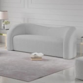 Sofá Curvo 3 Lugares Organico Sala Recepção Escritório Coréia 180cm Linho Cinza Claro