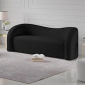 Sofá Curvo 3 Lugares Organico Sala Recepção Escritório Coréia 180cm Linho Preto