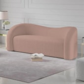 Sofá Curvo 3 Lugares Organico Sala Recepção Escritório Coréia 180cm Linho Rose