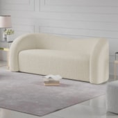Sofá Curvo 3 Lugares Organico Sala Recepção Escritório Coréia 200cm Bouclé Bege