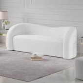 Sofá Curvo 3 Lugares Organico Sala Recepção Escritório Coréia 200cm Bouclé Branco