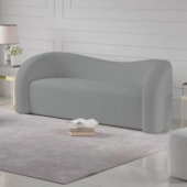 Sofá Curvo 3 Lugares Organico Sala Recepção Escritório Coréia 200cm Bouclé Cinza