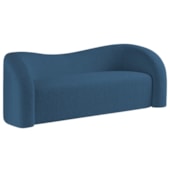 Sofá Curvo 3 Lugares Organico Sala Recepção Escritório Coréia 200cm Linho Azul Royal